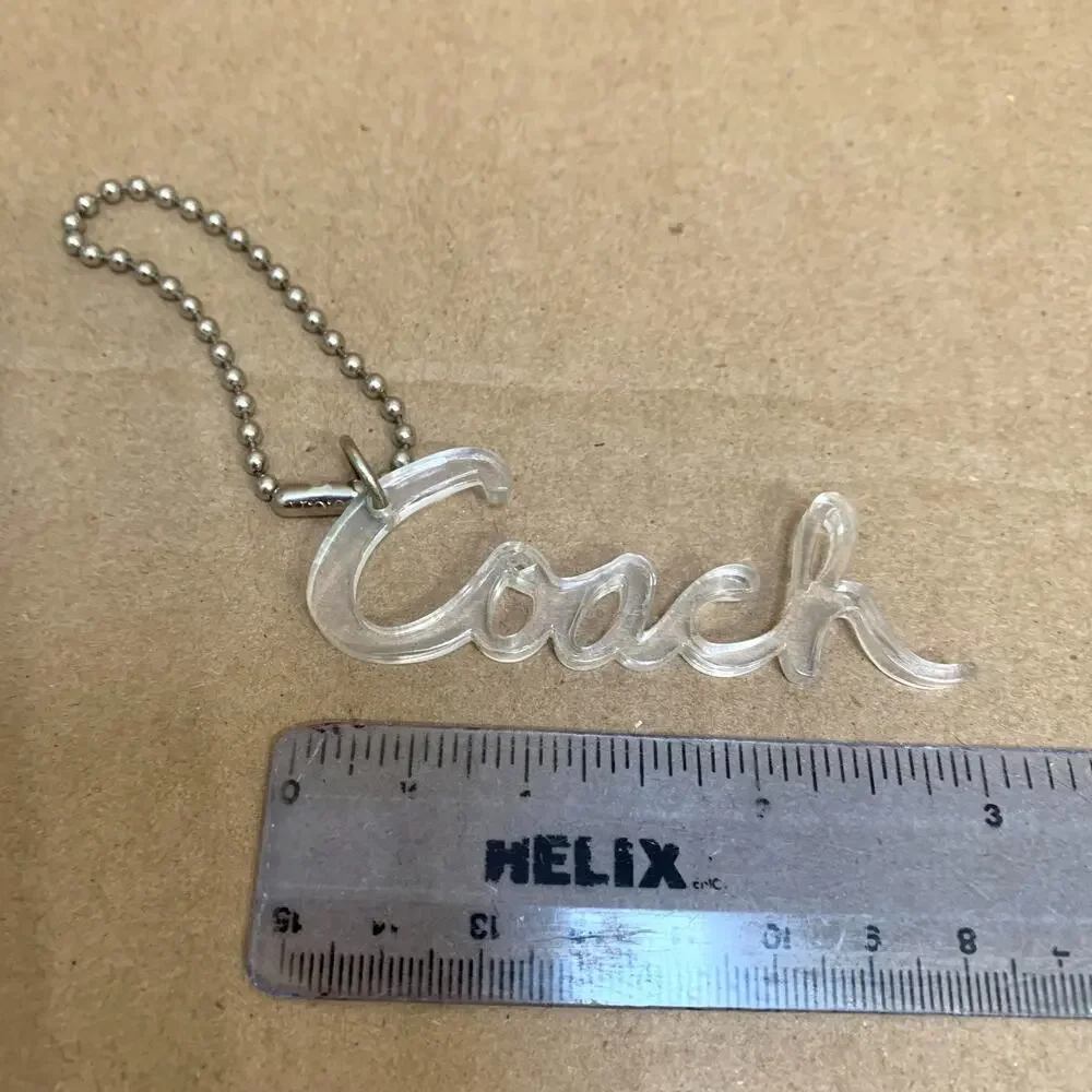 COACH Clear Acrylic SCRIPT Signature Hang Tag Purse Charm Poppy Collection